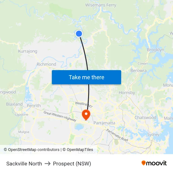 Sackville North to Prospect (NSW) map
