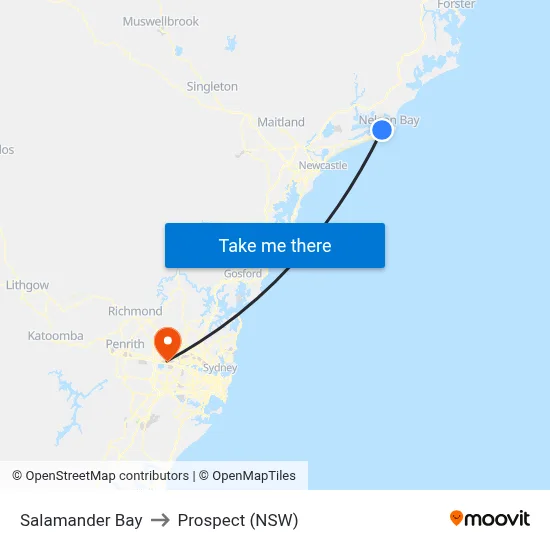 Salamander Bay to Prospect (NSW) map