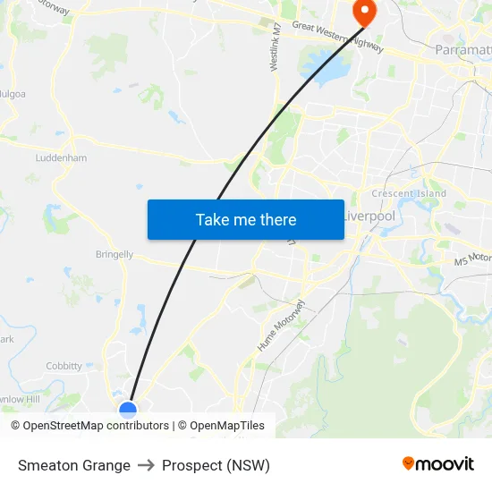 Smeaton Grange to Prospect (NSW) map