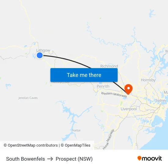 South Bowenfels to Prospect (NSW) map