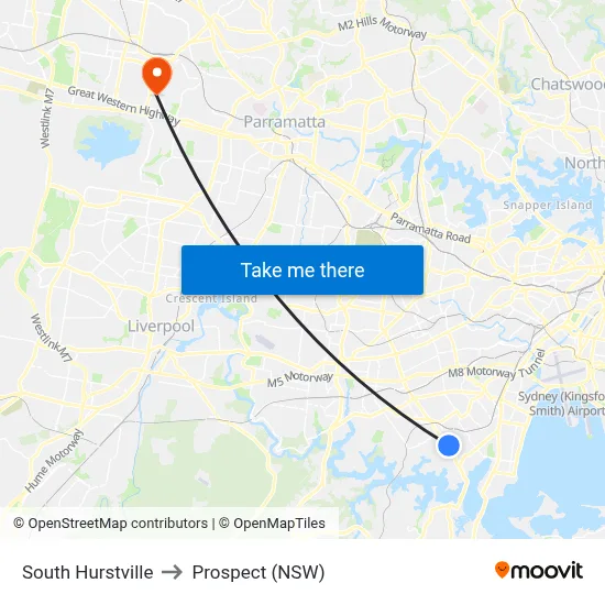 South Hurstville to Prospect (NSW) map