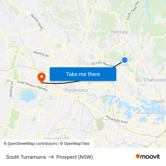 South Turramurra to Prospect (NSW) map