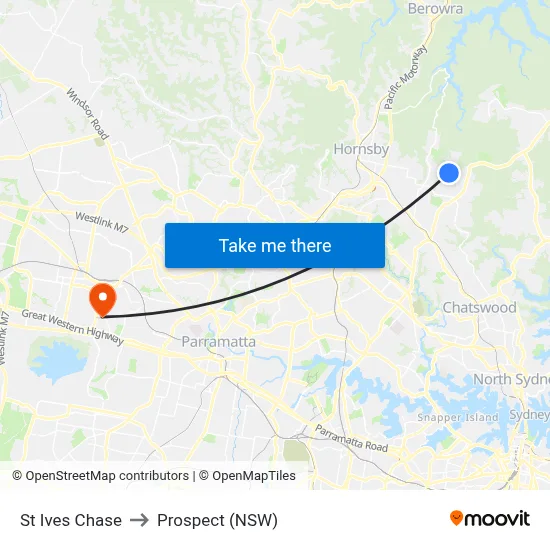 St Ives Chase to Prospect (NSW) map