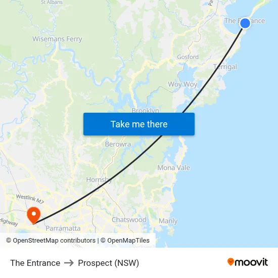 The Entrance to Prospect (NSW) map