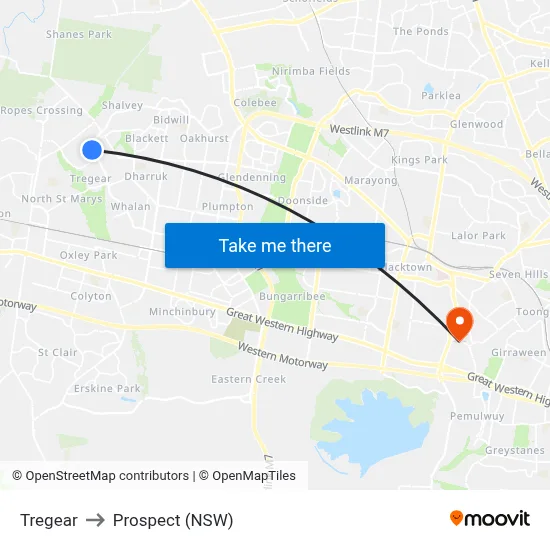 Tregear to Prospect (NSW) map