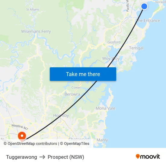 Tuggerawong to Prospect (NSW) map