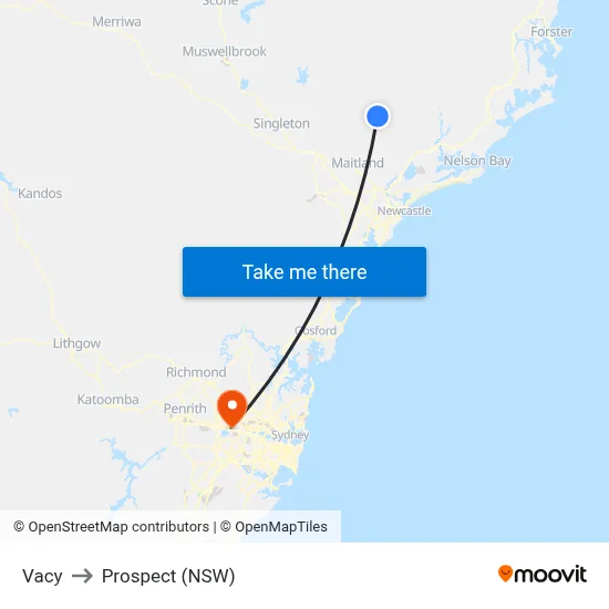 Vacy to Prospect (NSW) map