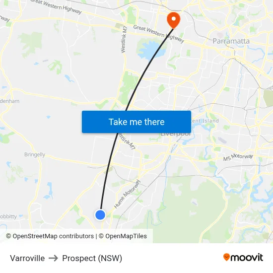 Varroville to Prospect (NSW) map