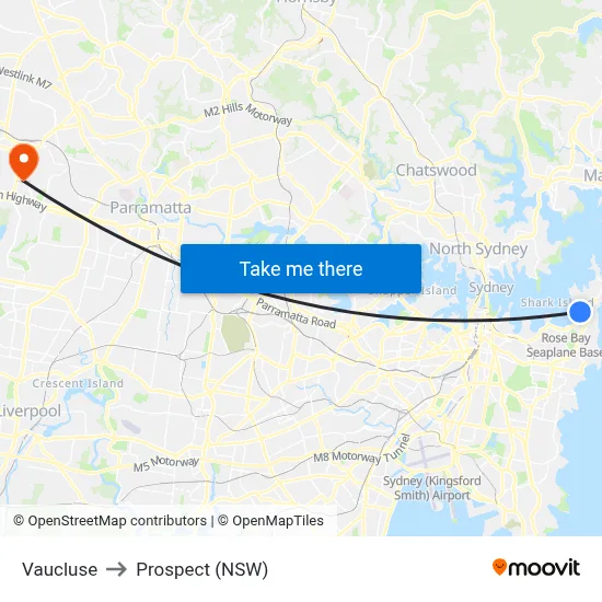 Vaucluse to Prospect (NSW) map