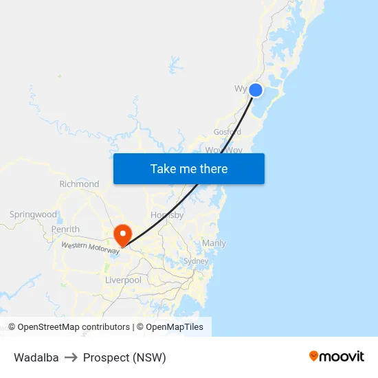 Wadalba to Prospect (NSW) map