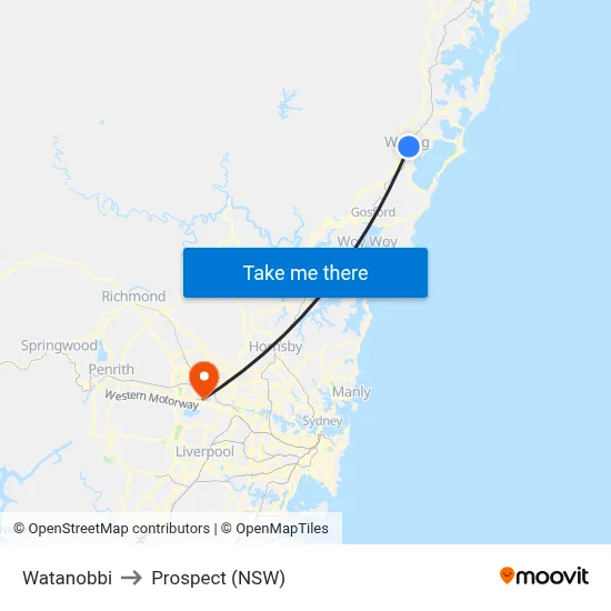 Watanobbi to Prospect (NSW) map
