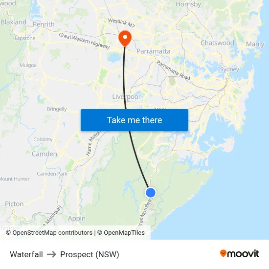 Waterfall to Prospect (NSW) map