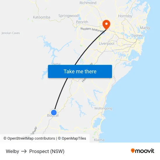 Welby to Prospect (NSW) map