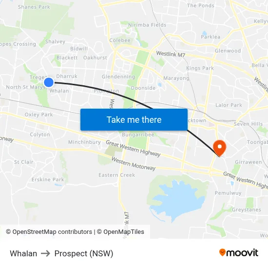 Whalan to Prospect (NSW) map