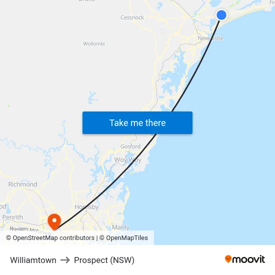 Williamtown to Prospect (NSW) map