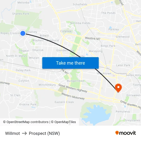 Willmot to Prospect (NSW) map