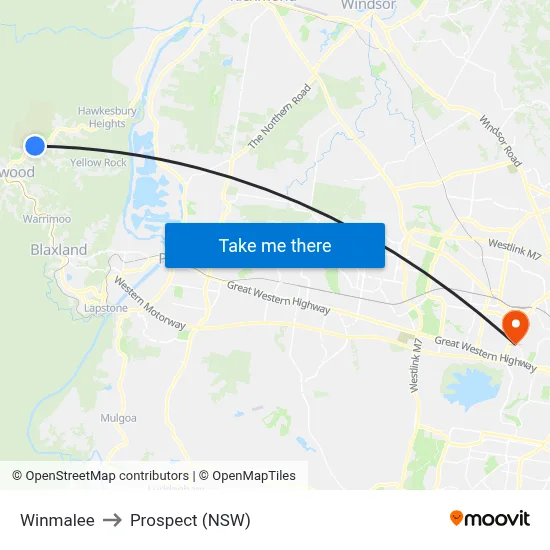Winmalee to Prospect (NSW) map