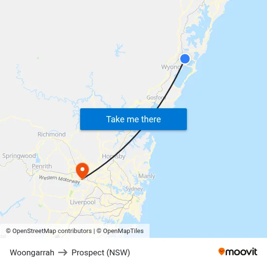 Woongarrah to Prospect (NSW) map