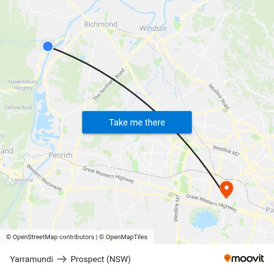 Yarramundi to Prospect (NSW) map