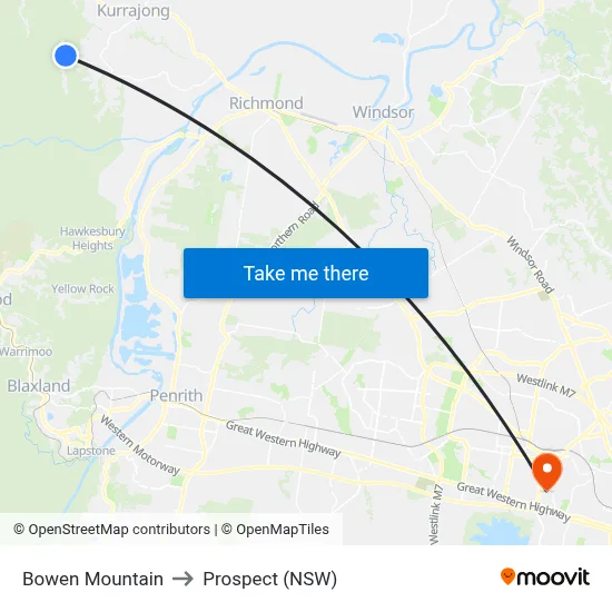 Bowen Mountain to Prospect (NSW) map