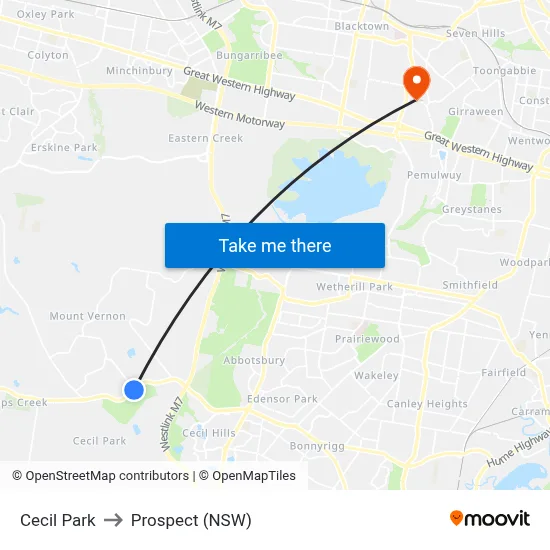 Cecil Park to Prospect (NSW) map