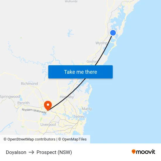 Doyalson to Prospect (NSW) map