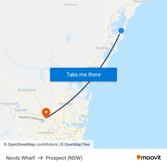 Nords Wharf to Prospect (NSW) map