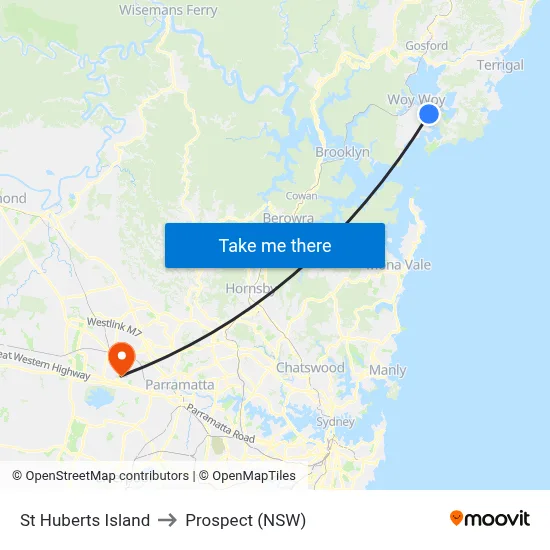 St Huberts Island to Prospect (NSW) map