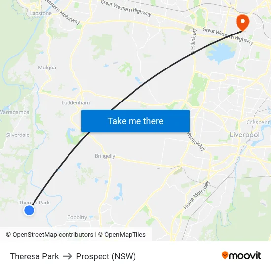 Theresa Park to Prospect (NSW) map