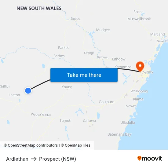 Ardlethan to Prospect (NSW) map