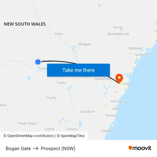 Bogan Gate to Prospect (NSW) map