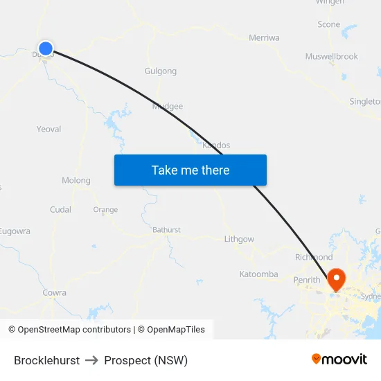 Brocklehurst to Prospect (NSW) map