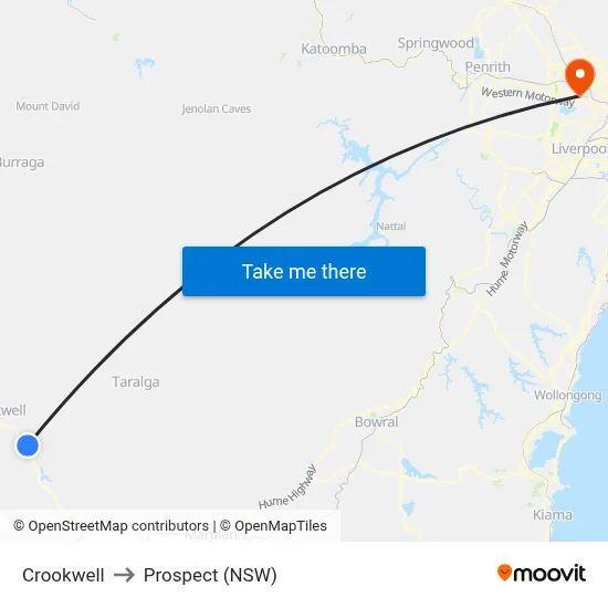 Crookwell to Prospect (NSW) map