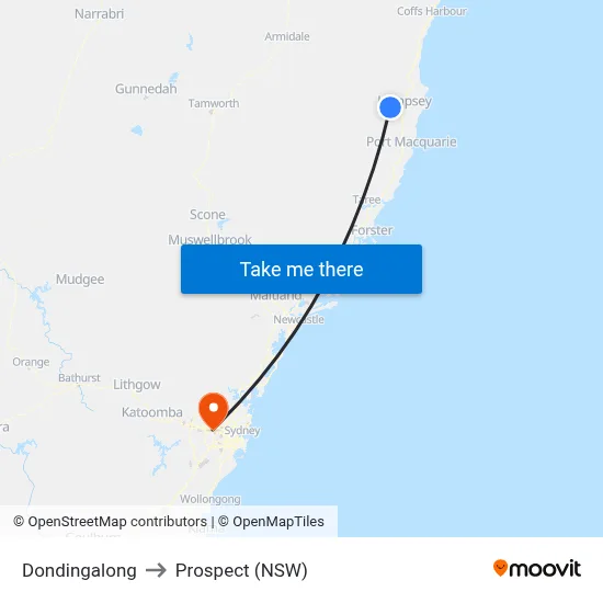 Dondingalong to Prospect (NSW) map