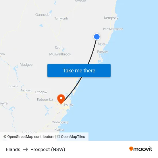 Elands to Prospect (NSW) map