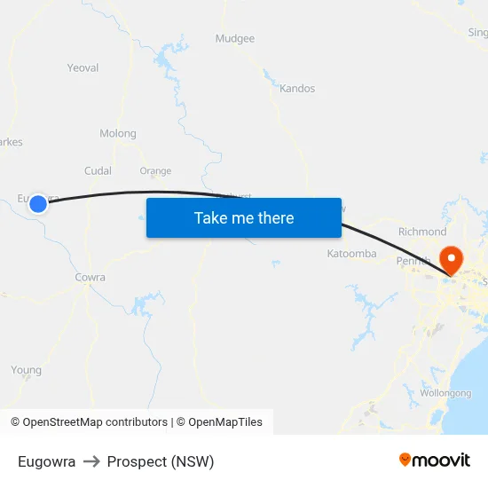Eugowra to Prospect (NSW) map