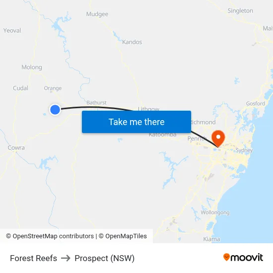 Forest Reefs to Prospect (NSW) map