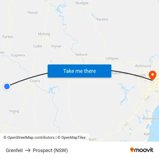 Grenfell to Prospect (NSW) map