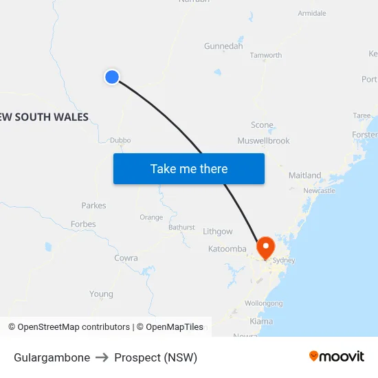 Gulargambone to Prospect (NSW) map