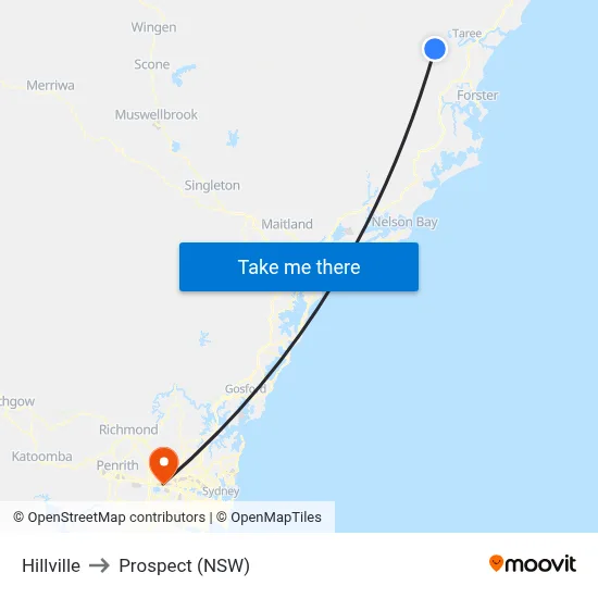 Hillville to Prospect (NSW) map