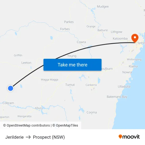 Jerilderie to Prospect (NSW) map