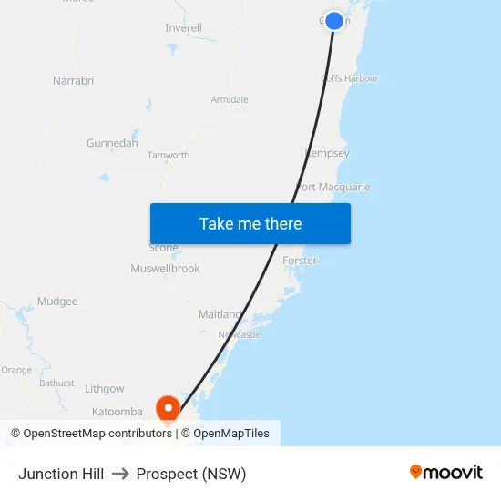 Junction Hill to Prospect (NSW) map