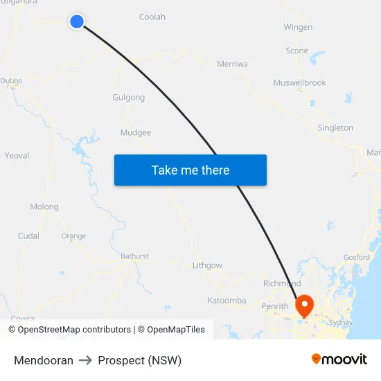 Mendooran to Prospect (NSW) map