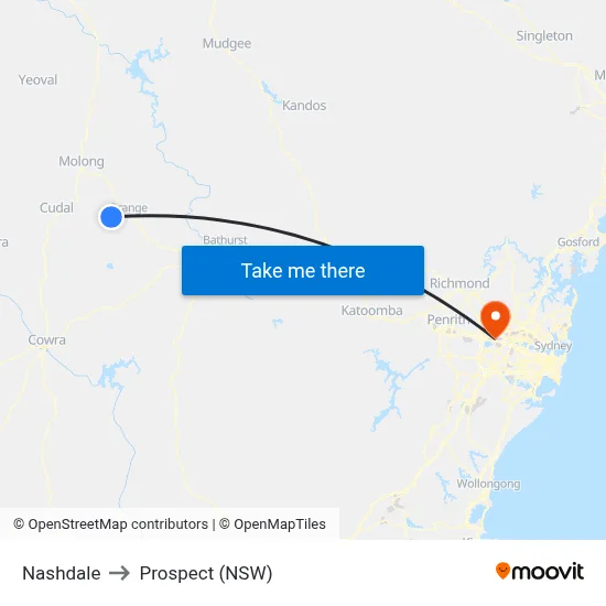 Nashdale to Prospect (NSW) map