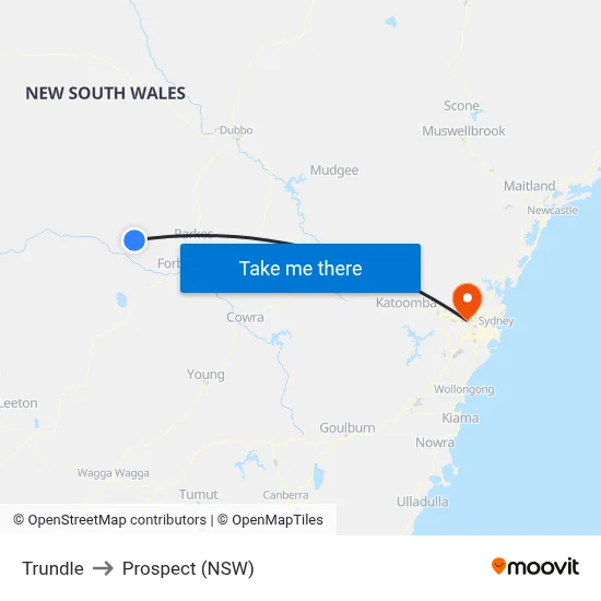 Trundle to Prospect (NSW) map