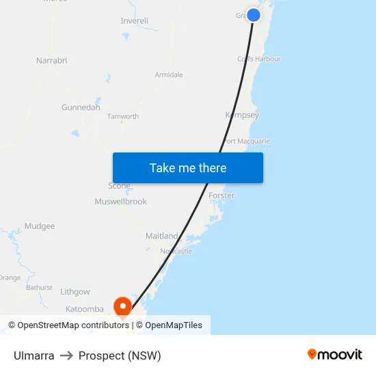 Ulmarra to Prospect (NSW) map
