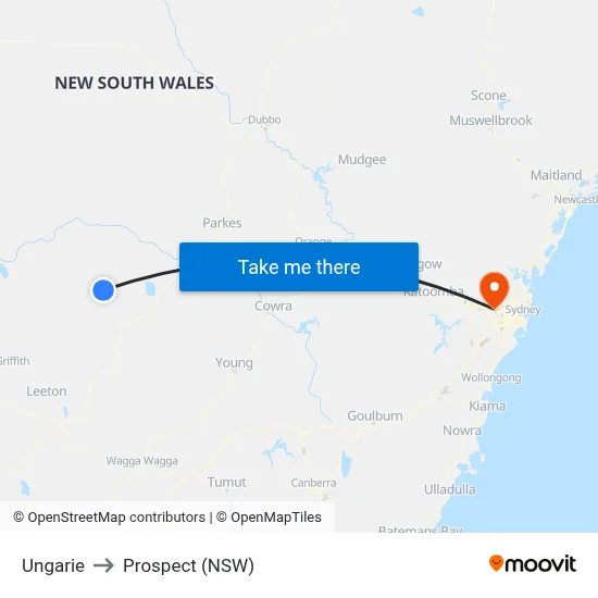 Ungarie to Prospect (NSW) map