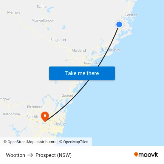 Wootton to Prospect (NSW) map