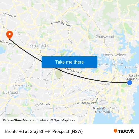 Bronte Rd at Gray St to Prospect (NSW) map