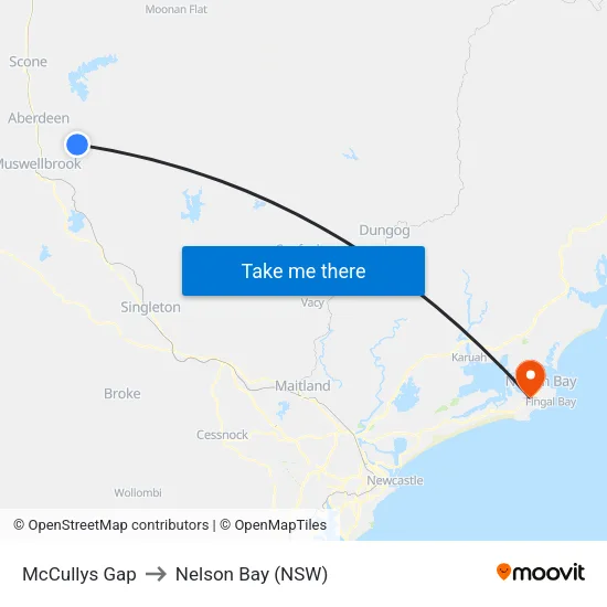 McCullys Gap to Nelson Bay (NSW) map